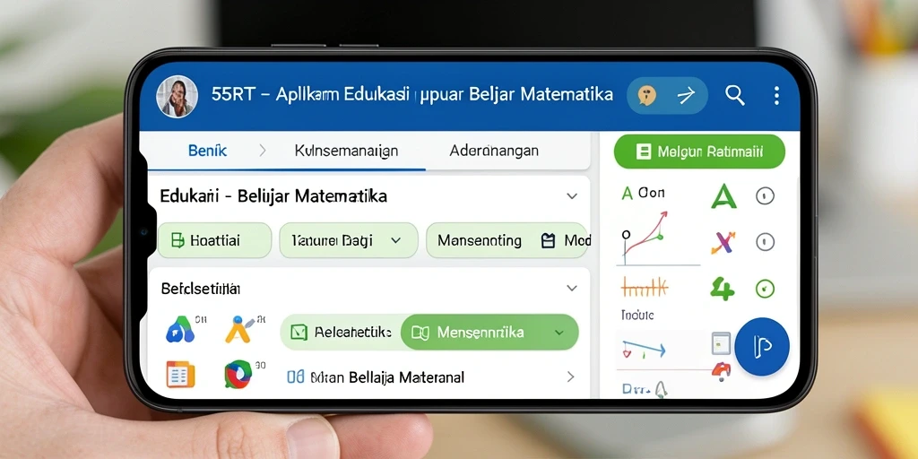 Tampilan antarmuka 55RT yang ramah pengguna untuk belajar Matematika.