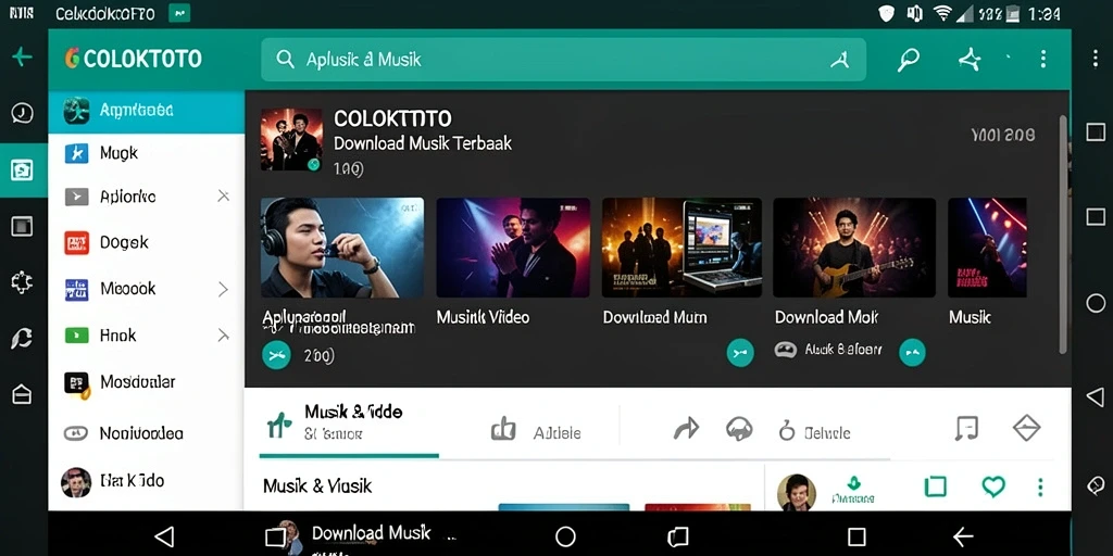 Tampilan antarmuka aplikasi COLOKTOTO untuk Download Musik.
