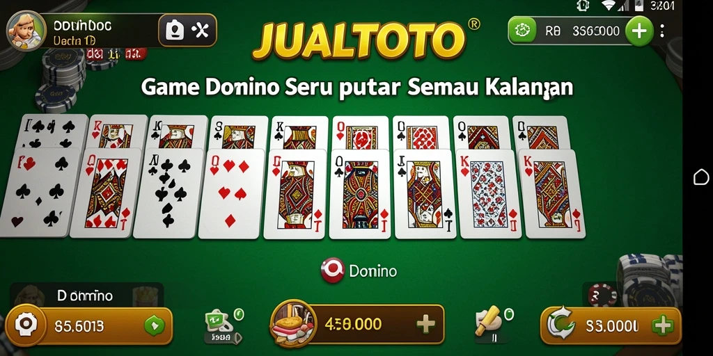 Tampilan antarmuka JUALTOTO yang menarik dengan fungsi permainan Domino.