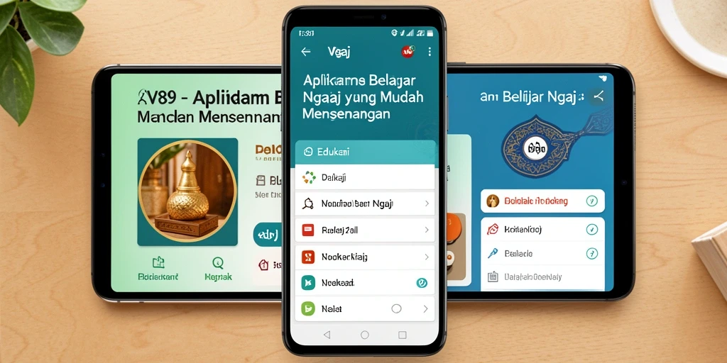 Tampilan antarmuka aplikasi V89 yang memberikan kemudahan dalam belajar Ngaji.
